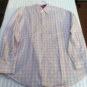 Faconnable Men's Classique Fit Button-Down Plaid Long Sleeve Shirt XL Cotton